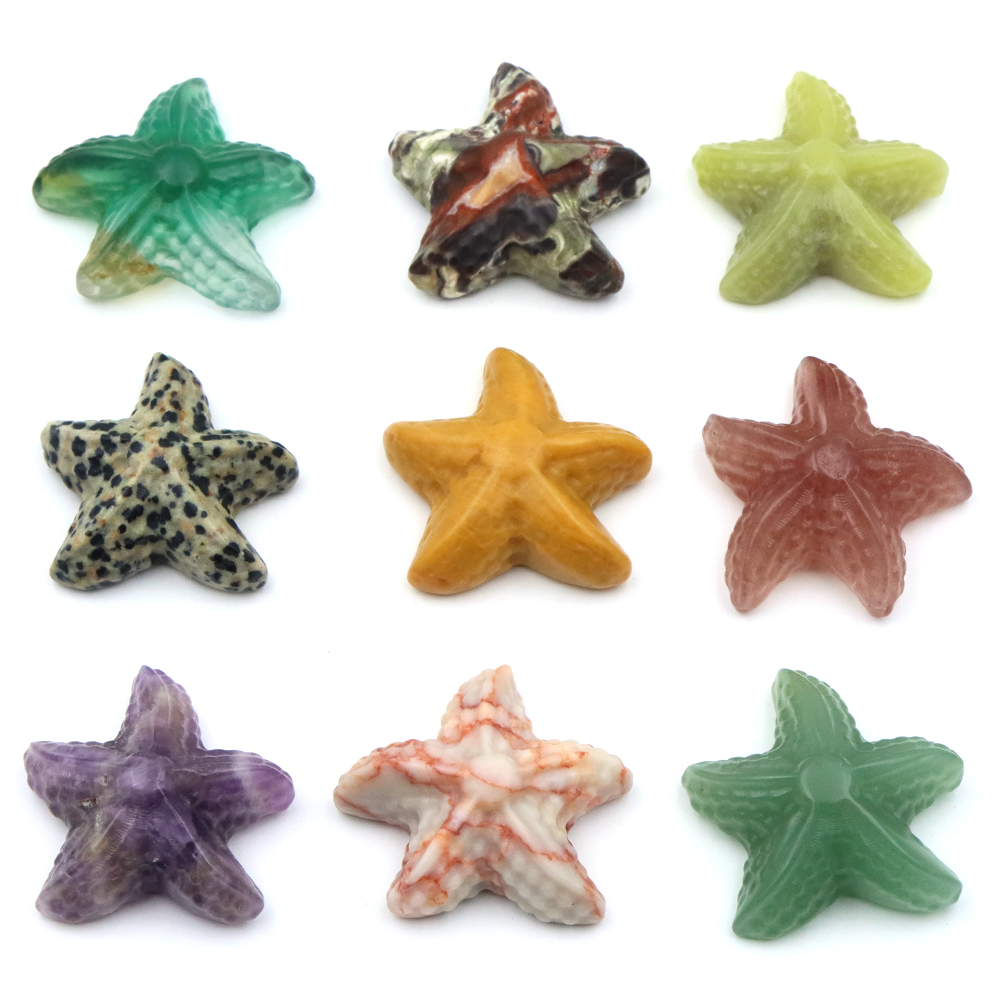 Fish Aquarium Home - รูปปั้นปลาดาวขนาด 35 มม. รูปทรงสัตว์ทะเล ทำจากหินธรรมชาติ คริสตัลบำบัด