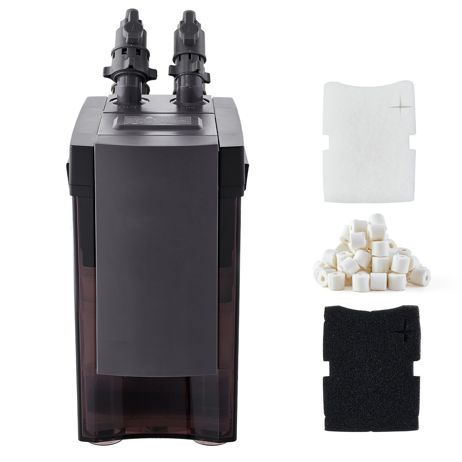 Aquarium Pump - เครื่องกรองน้ำแบบกระบอก 396GPH, เครื่องกรองน้ำตู้ปลาภายนอก 4 ขั้นตอน พร้อมปั๊มทรงพลัง,
