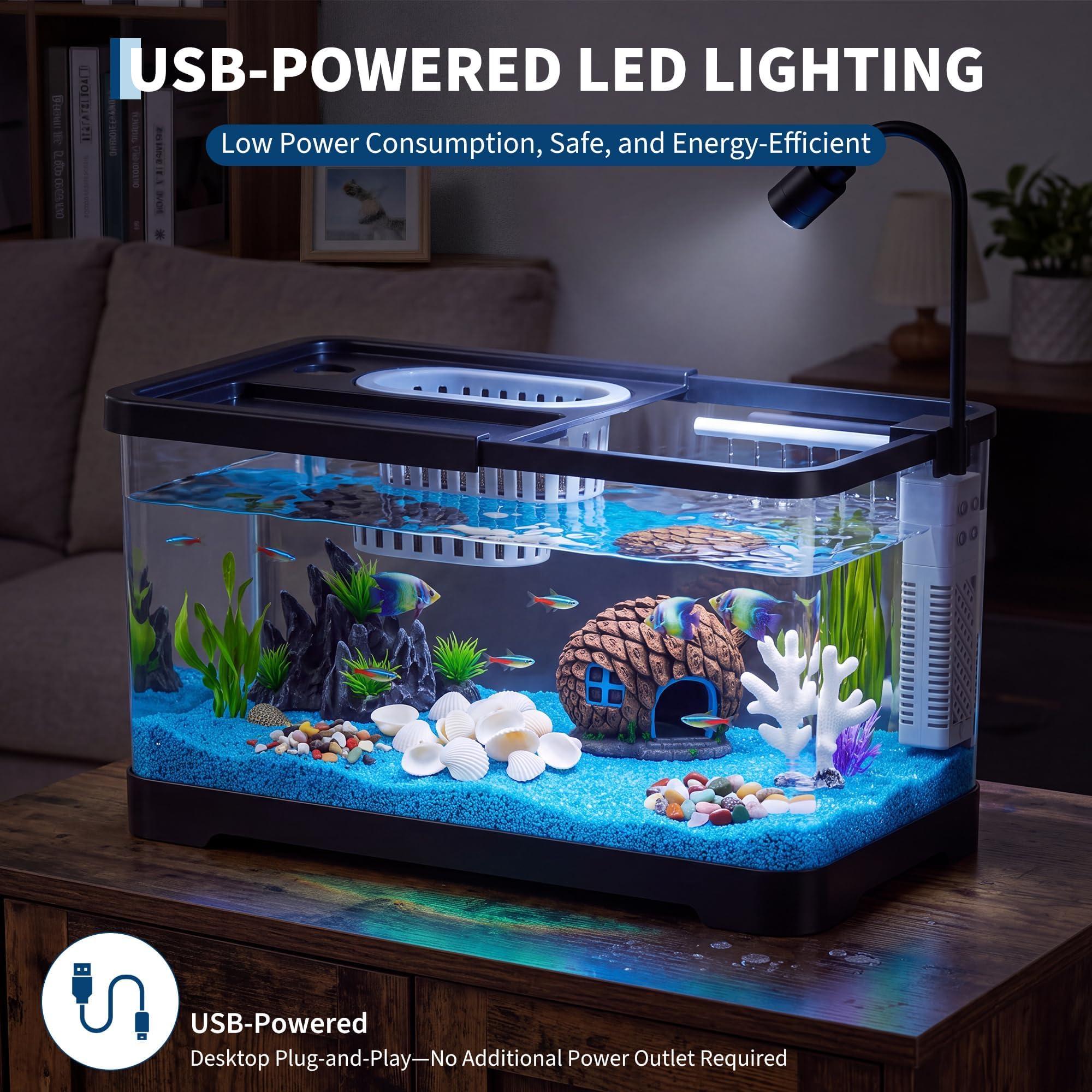 ชุดเริ่มต้นตู้ปลาพร้อมตัวกรองแ - Betta Fish Tank บทวิจารณ์และราคา