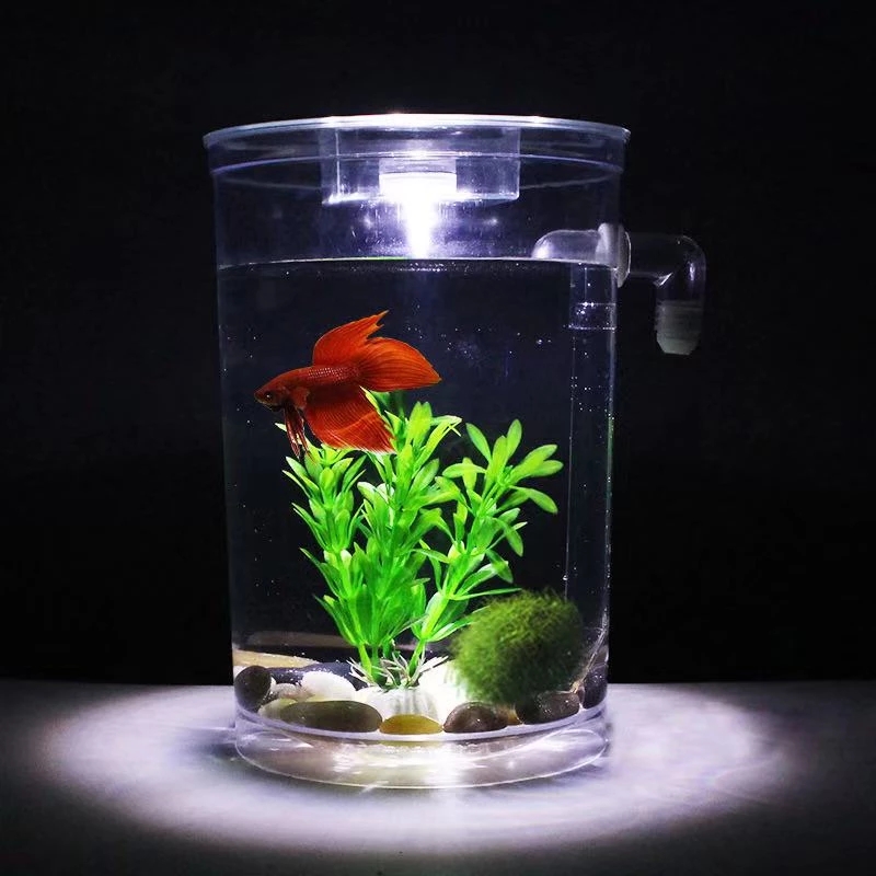 ขี้เกียจฟรีเปลี่ยนน้ําเดสก์ท็อ - Betta Fish Tank บทวิจารณ์และราคา