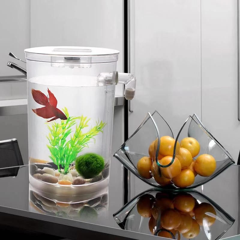 ขี้เกียจฟรีเปลี่ยนน้ําเดสก์ท็อ - Betta Fish Tank บทวิจารณ์และราคา